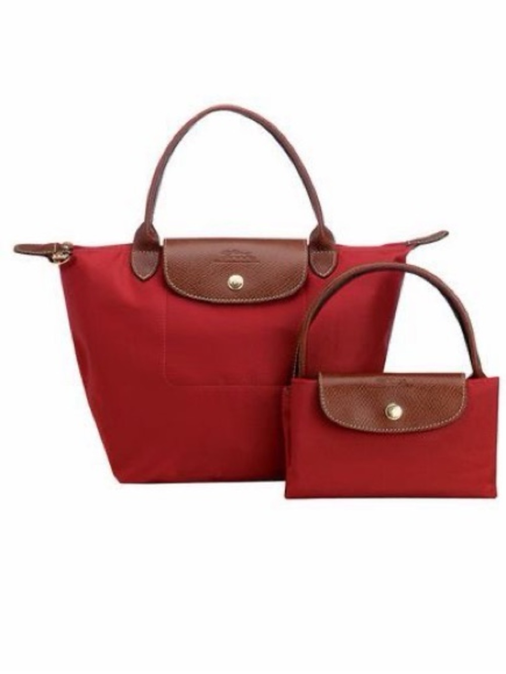 Longchamp Medium Le Pliage Original Top Handle Bag in Deep Red